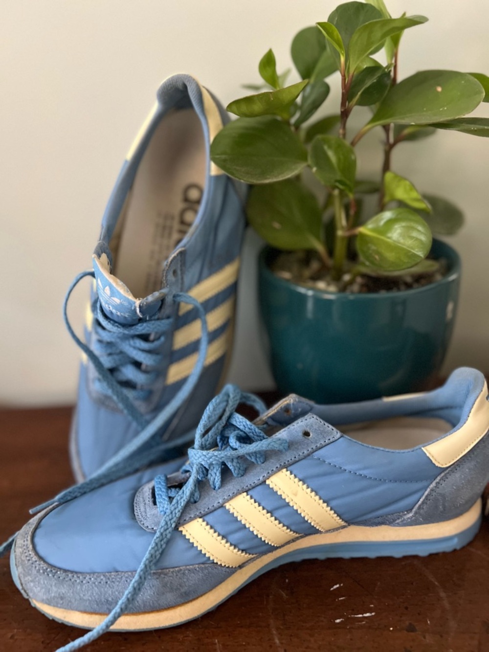 adidas Light Blue and Cream Retro Athletic Sneakers - Picture 7 of 9